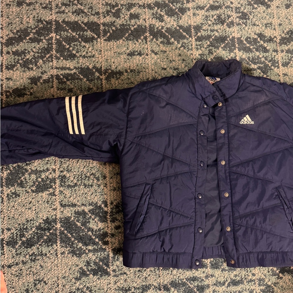 Adidas Vintage Navy Puffer Jacket- M